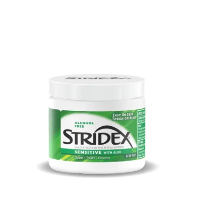 Stridex Sensitive Acne Pads with Aloe – Salicylic Acid 0.5% (55 Pads)